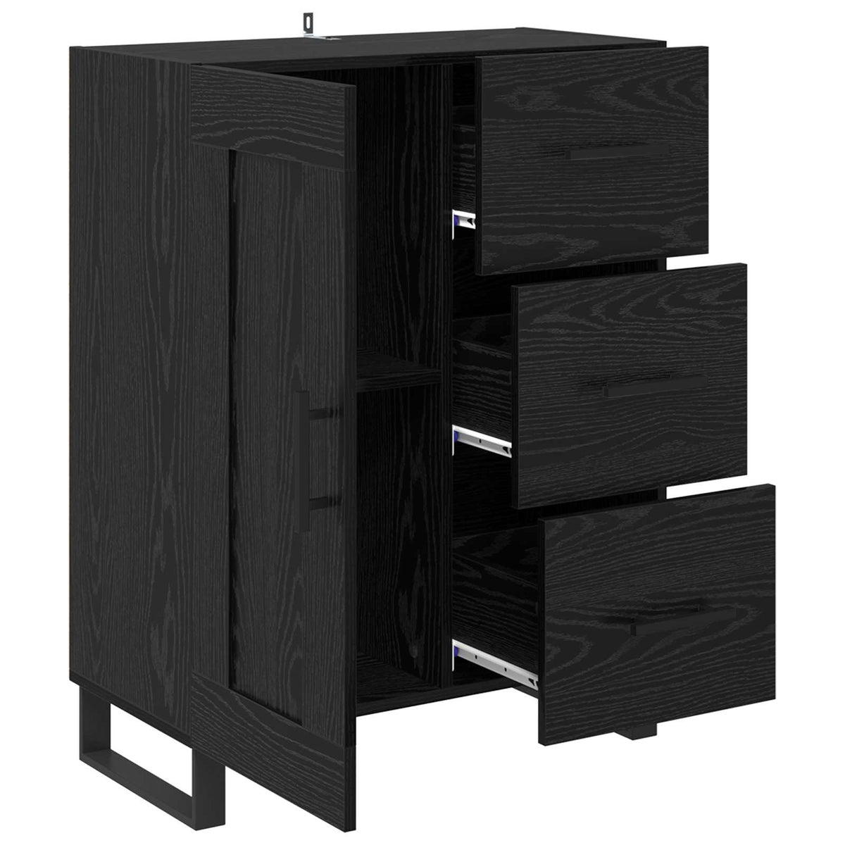 Sideboard Sort eg 69,5 x 34 x 90 cm Ingeniørt træ og jern