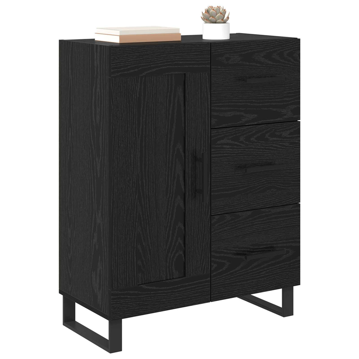 Sideboard Sort eg 69,5 x 34 x 90 cm Ingeniørt træ og jern