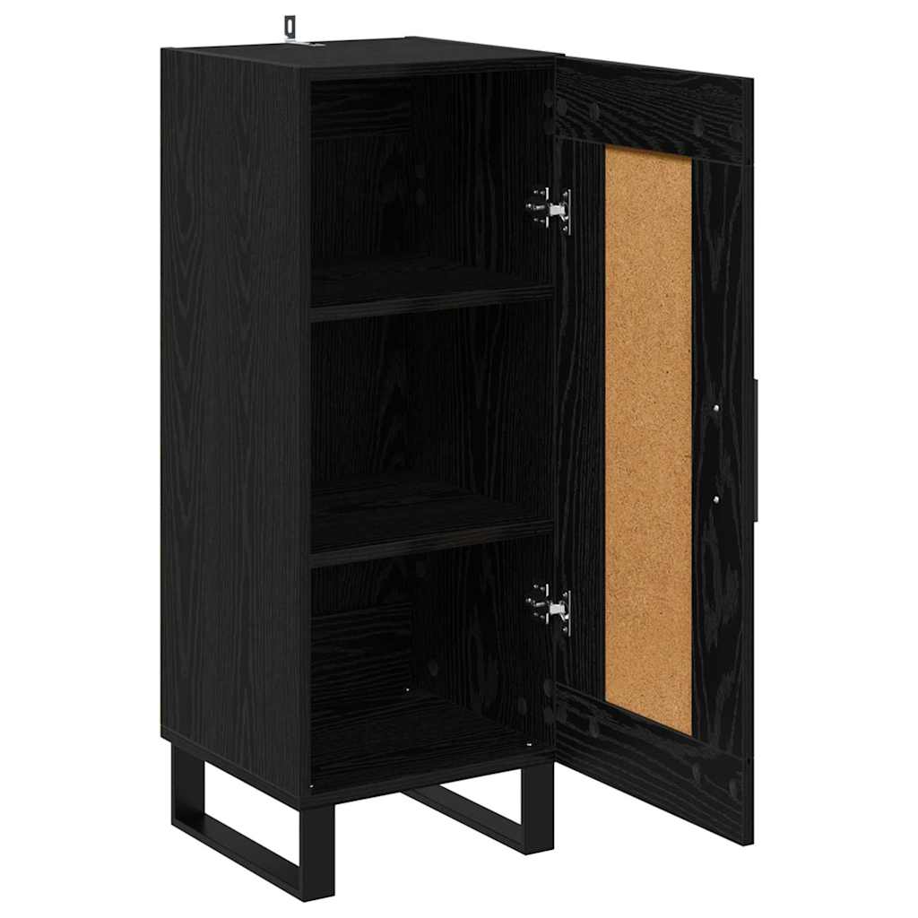 Sideboard Sort eg 34,5 x 34 x 90 cm Ingeniørt træ og jern