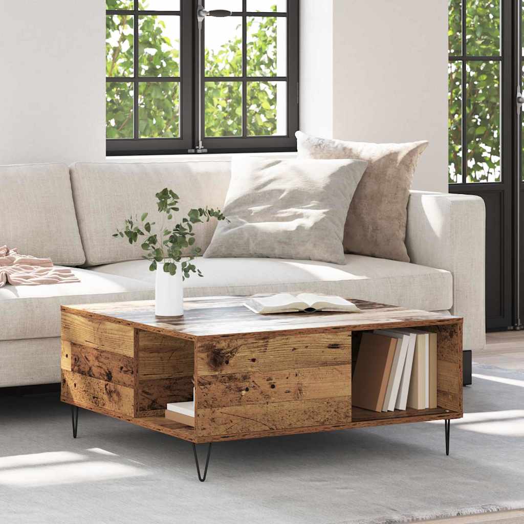 Sofabord Gammelt træ 80 x 80 x 36,5 cm Konstrueret træ