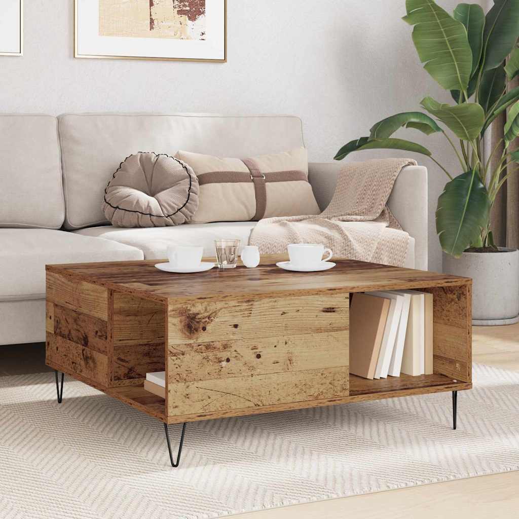 Sofabord Gammelt træ 80 x 80 x 36,5 cm Konstrueret træ