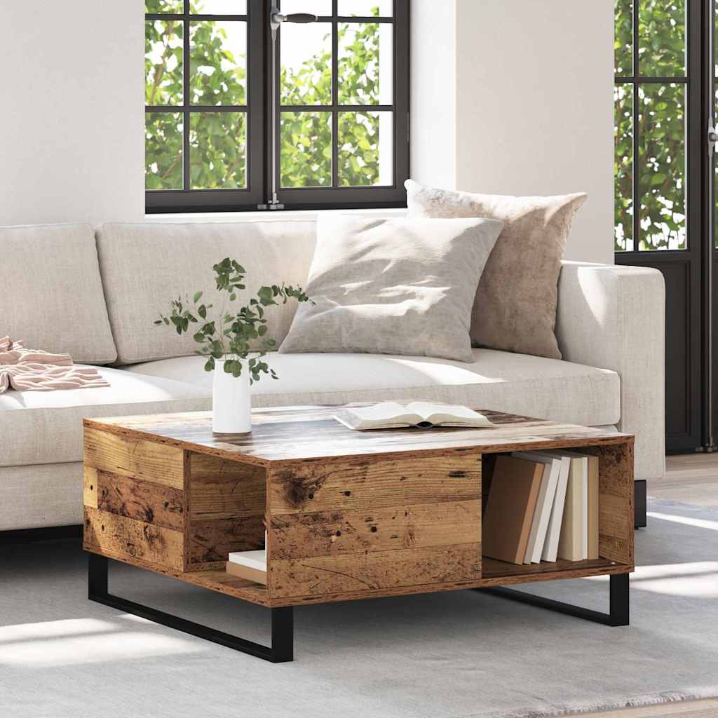 Sofabord Gammelt træ 80 x 80 x 36,5 cm Konstrueret træ
