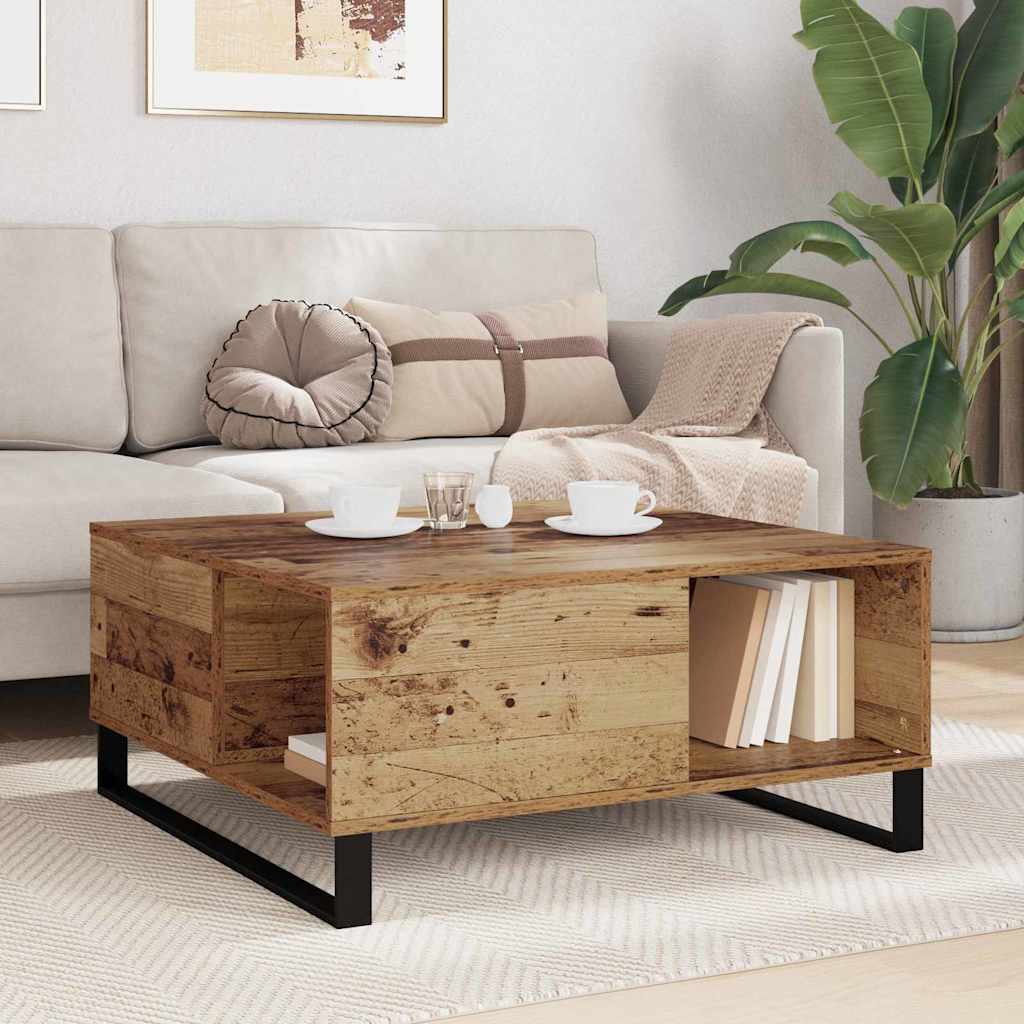 Sofabord Gammelt træ 80 x 80 x 36,5 cm Konstrueret træ