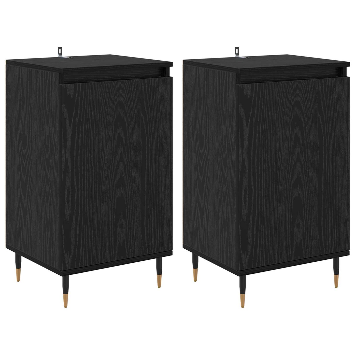 Sideboard 2 stk. Sort eg 40 x 35 x 70 cm Ingeniørt træ og jern