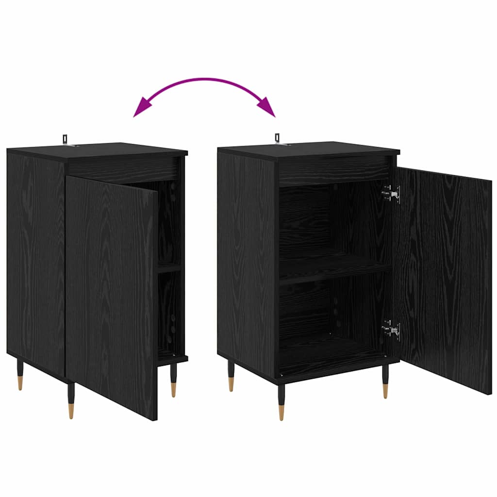 Sideboard 2 stk. Sort eg 40 x 35 x 70 cm Ingeniørt træ og jern