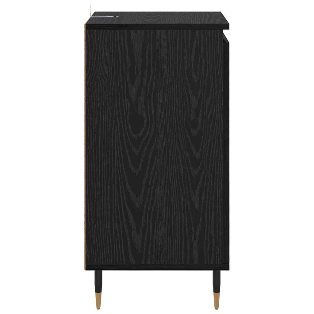 Sideboard 2 stk. Sort eg 40 x 35 x 70 cm Ingeniørt træ og jern