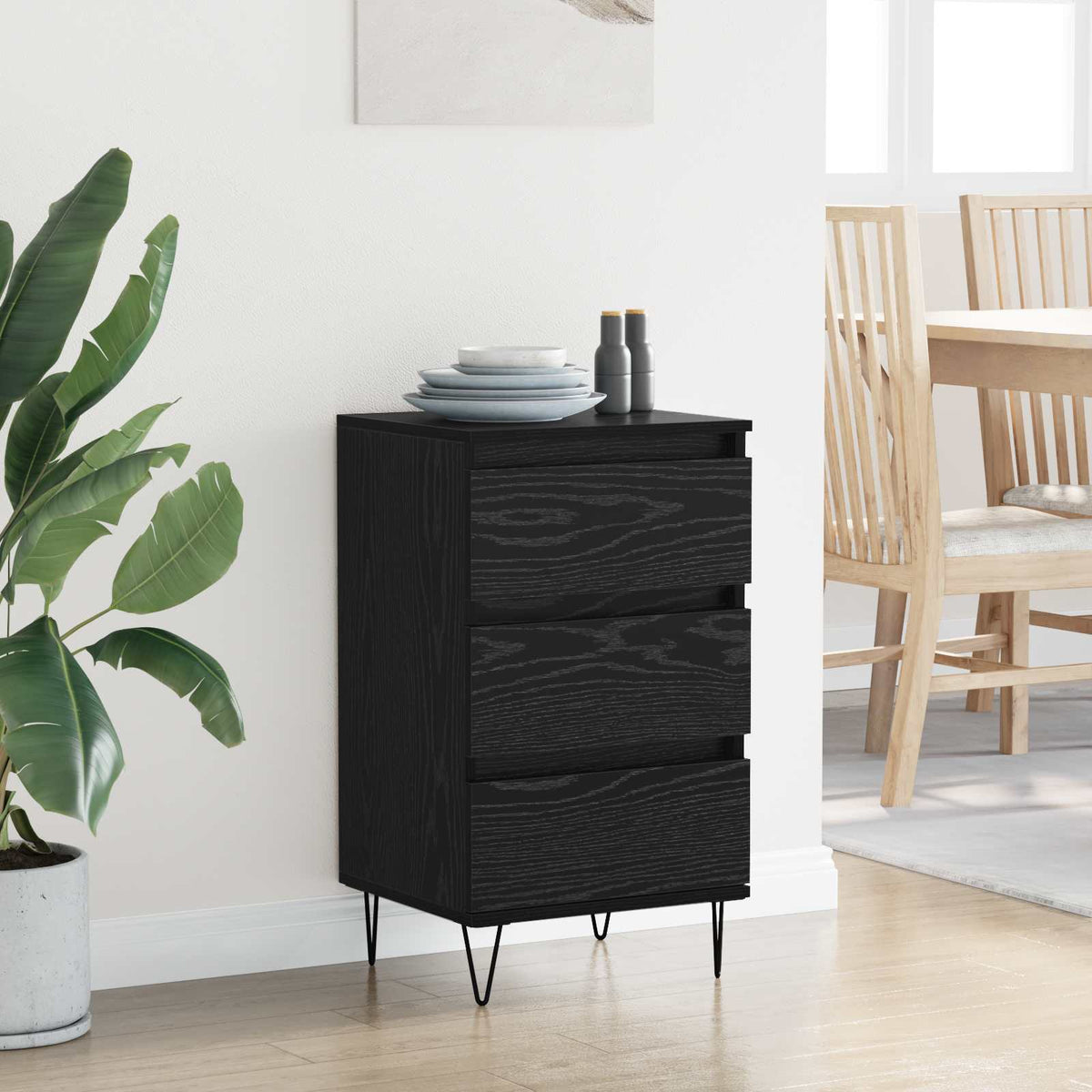 Sideboard Sort eg 40 x 35 x 70 cm Ingeniørt træ og jern