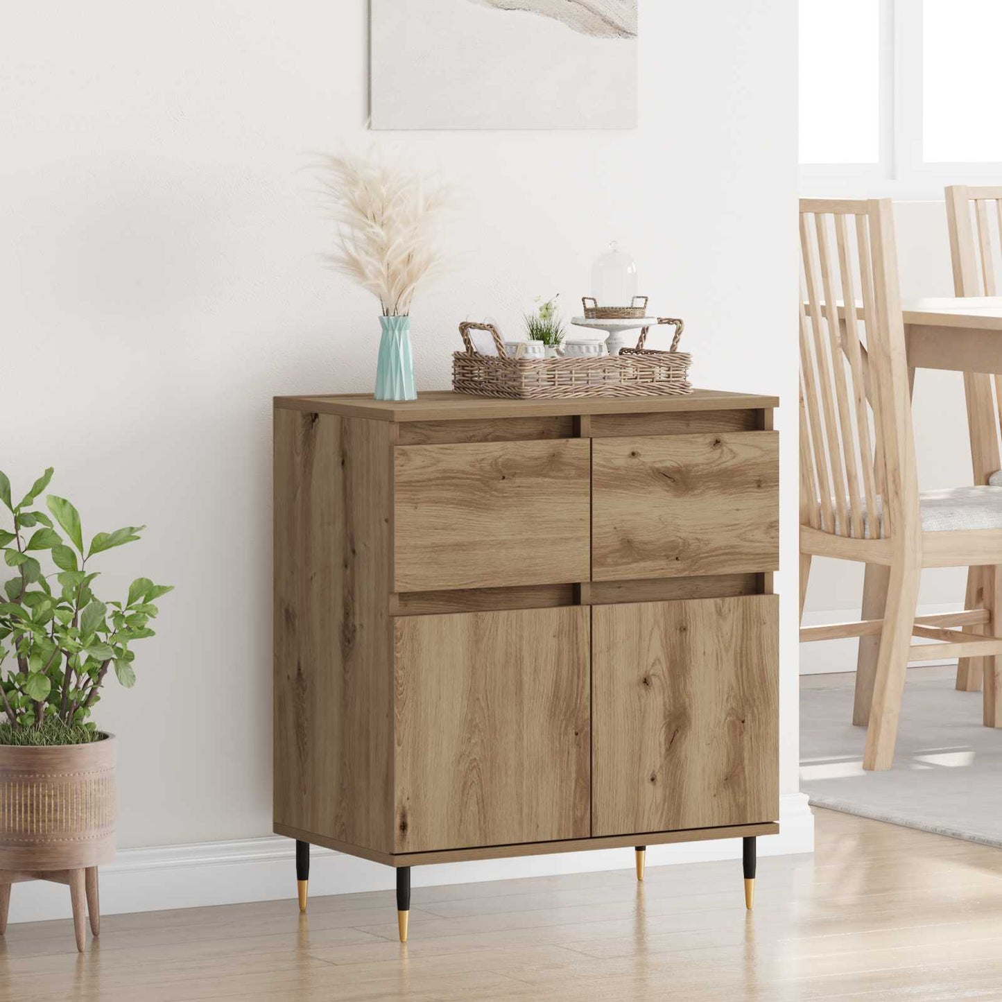 Sideboard Artisan Egetræ 60 x 35 x 70 cm Ingeniørt træ og jern