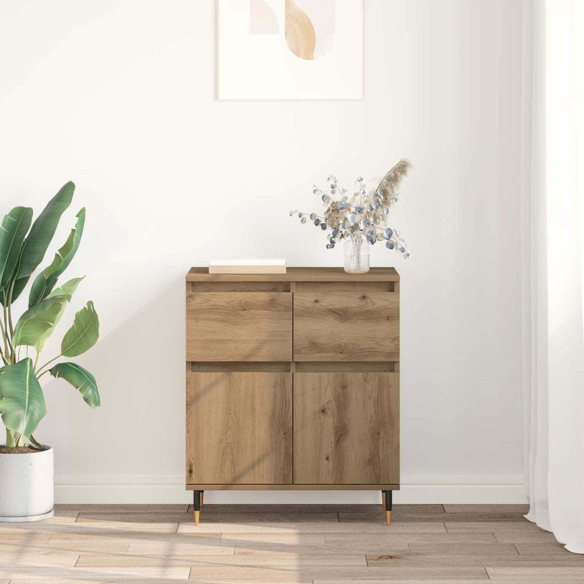 Sideboard Artisan Egetræ 60 x 35 x 70 cm Ingeniørt træ og jern