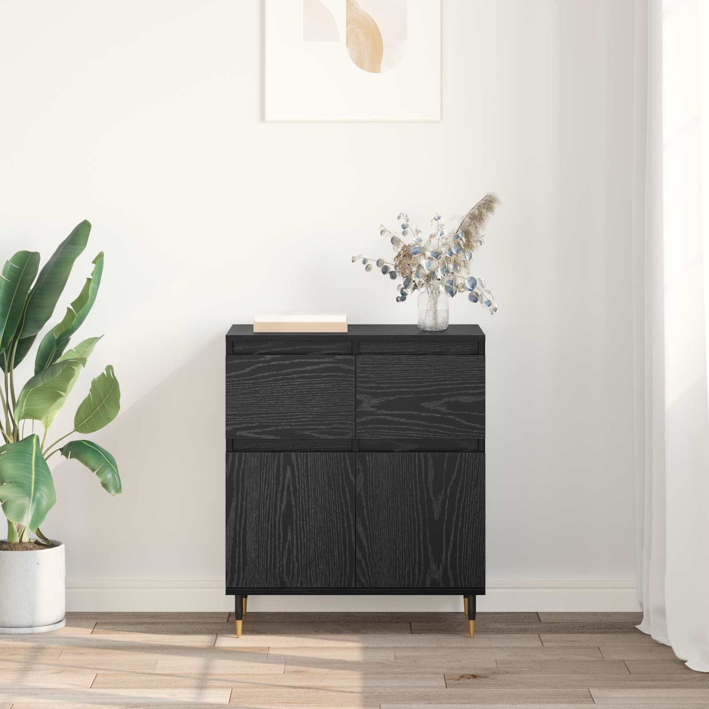 Sideboard Sort eg 60 x 35 x 70 cm Ingeniørt træ og jern