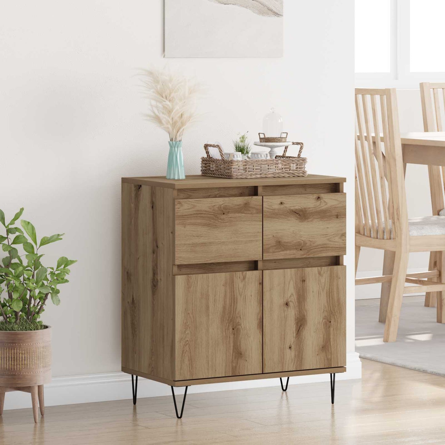 Sideboard Artisan Egetræ 60 x 35 x 70 cm Ingeniørt træ og jern