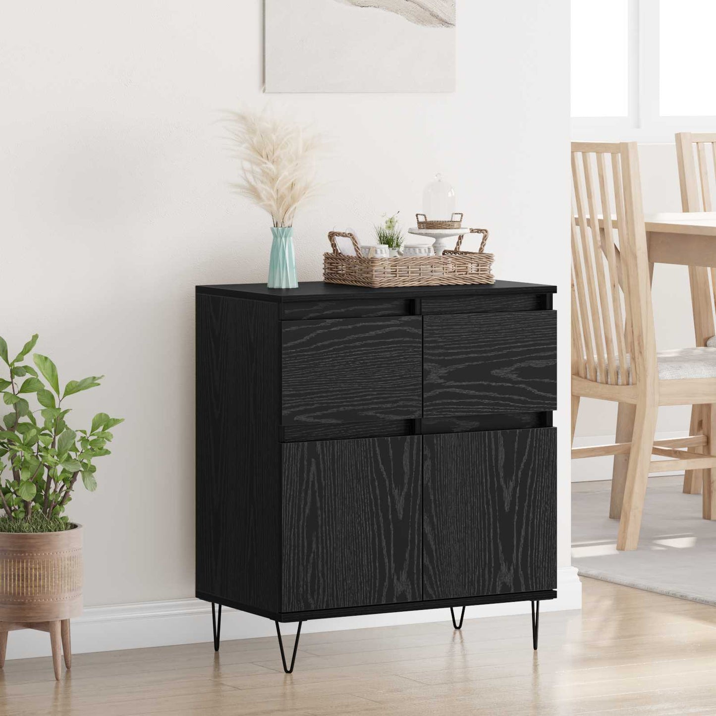 Sideboard Sort eg 60 x 35 x 70 cm Ingeniørt træ og jern