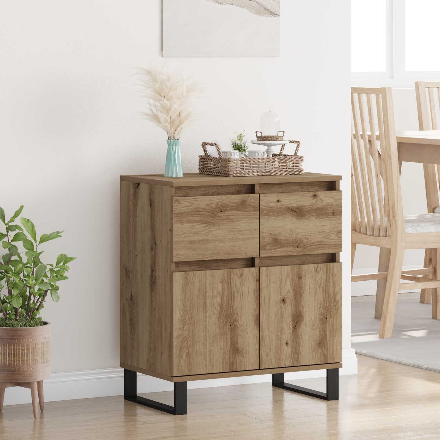 Sideboard Artisan Egetræ 60 x 35 x 70 cm Ingeniørt træ og jern