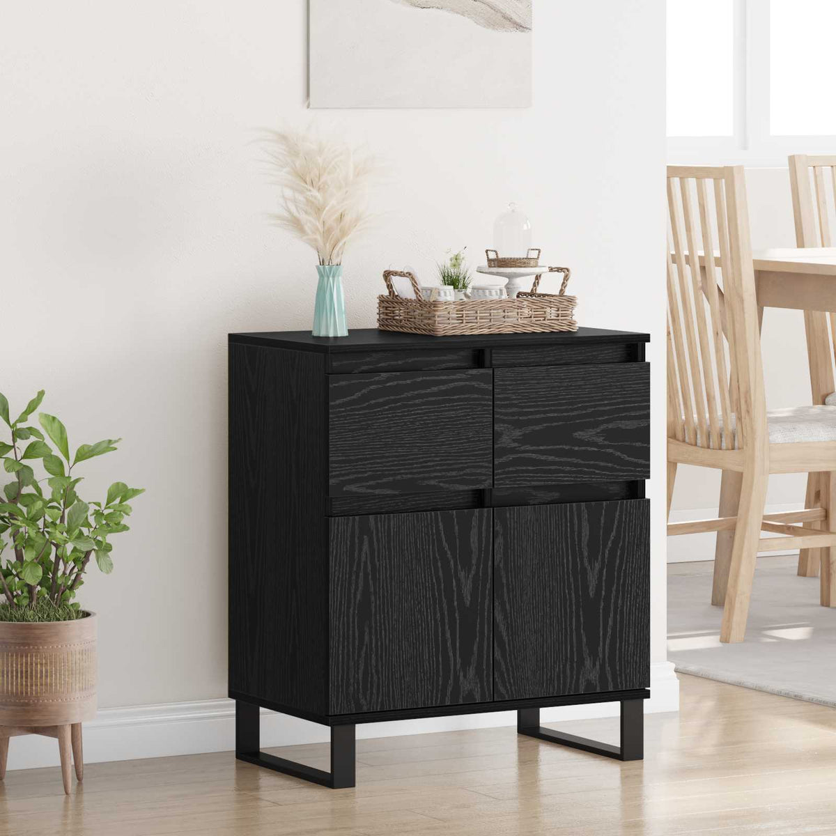 Sideboard Sort eg 60 x 35 x 70 cm Ingeniørt træ og jern