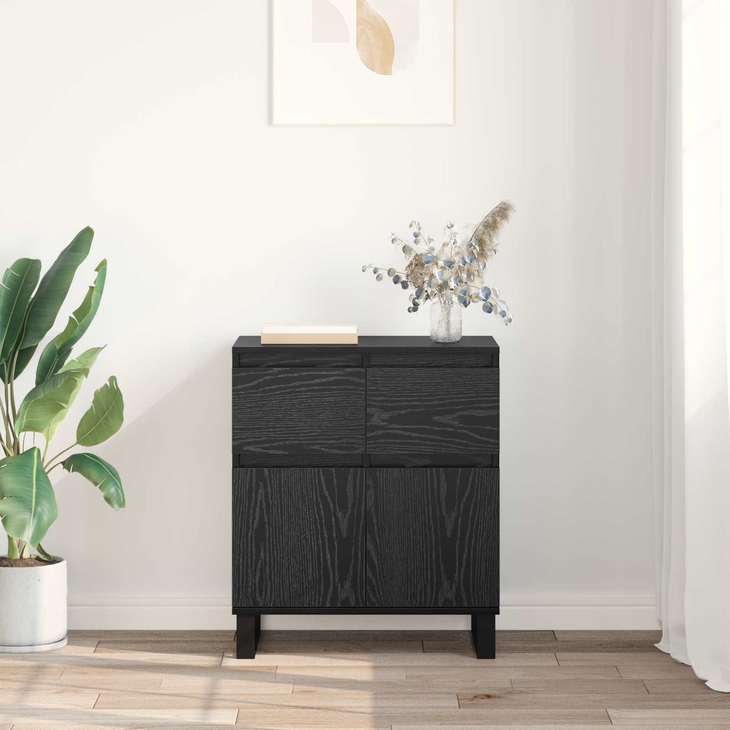 Sideboard Sort eg 60 x 35 x 70 cm Ingeniørt træ og jern