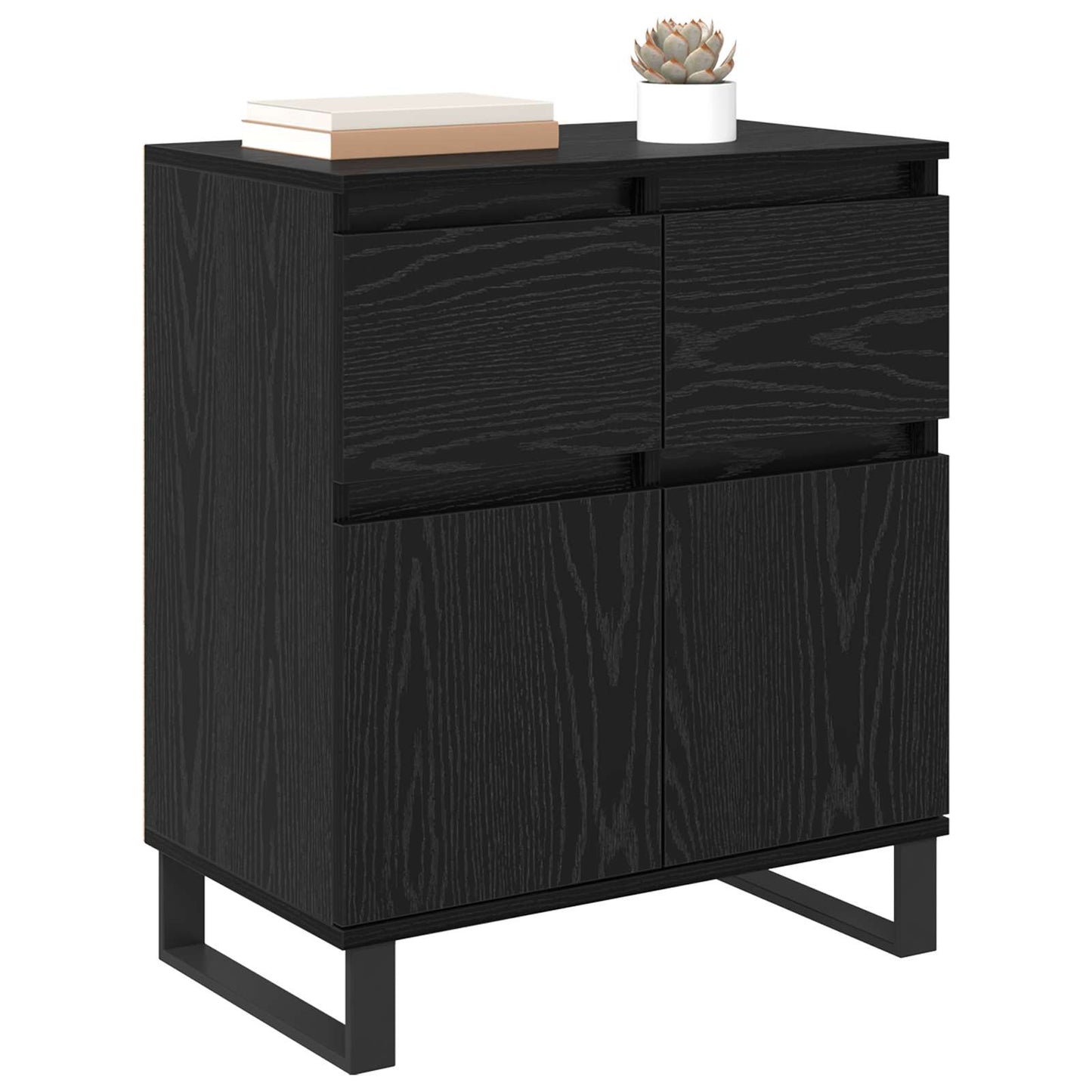 Sideboard Sort eg 60 x 35 x 70 cm Ingeniørt træ og jern