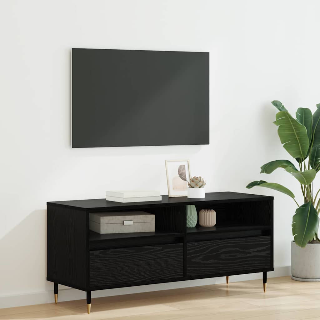 TV-skab Sort eg 100 x 34,5 x 44,5 cm Ingeniørt træ og jern