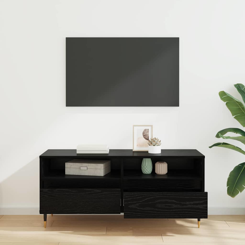 TV-skab Sort eg 100 x 34,5 x 44,5 cm Ingeniørt træ og jern