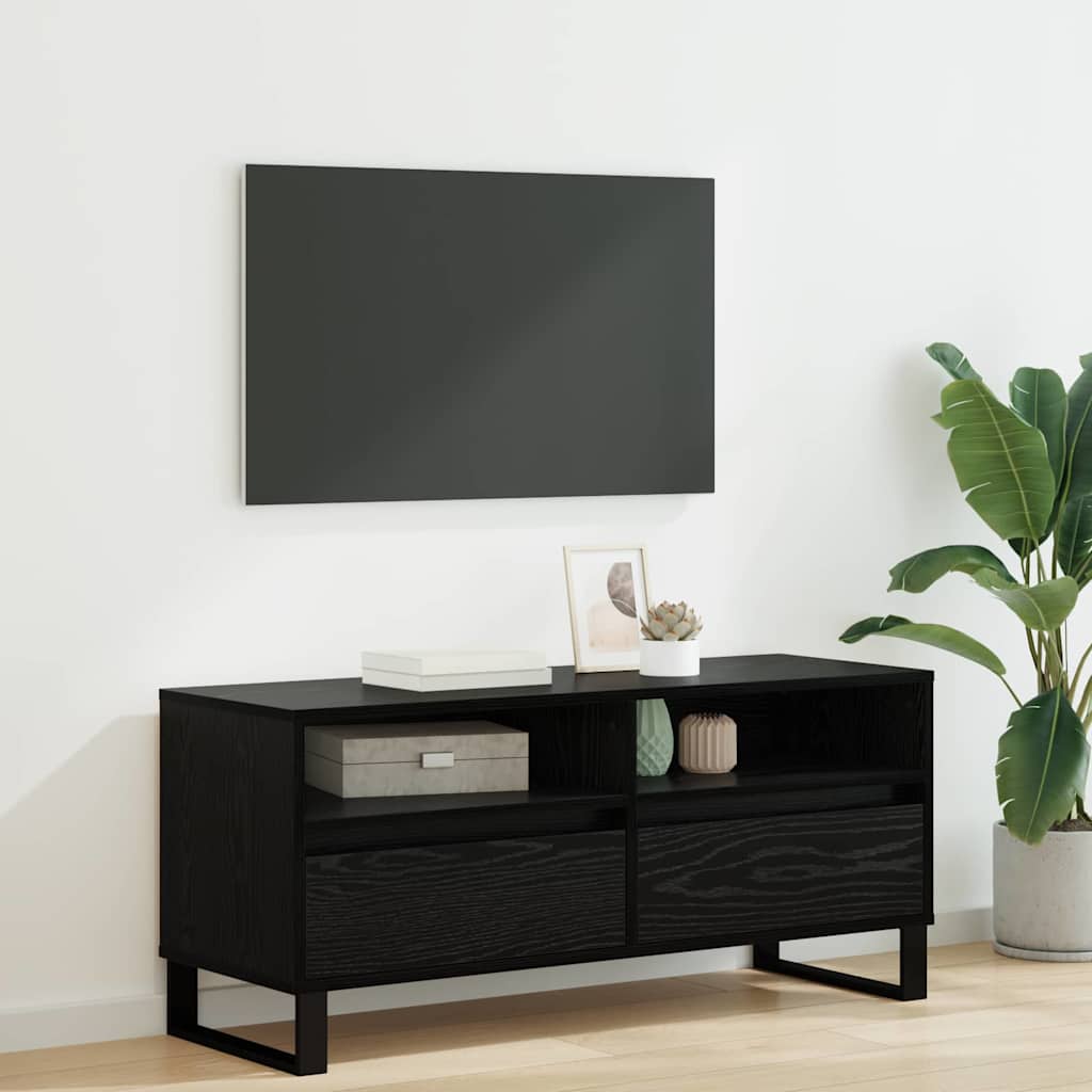 TV-skab Sort eg 100 x 34,5 x 44,5 cm Ingeniørt træ og jern