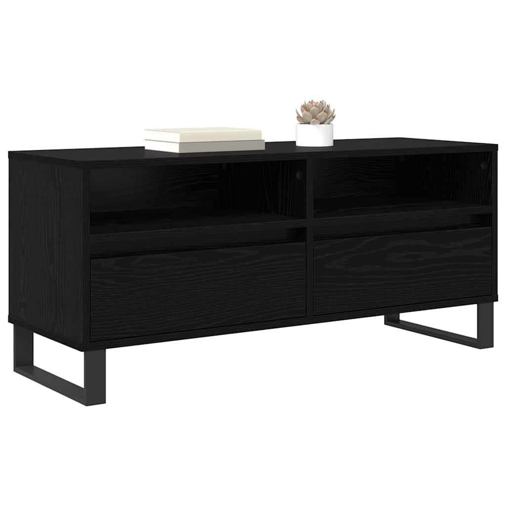 TV-skab Sort eg 100 x 34,5 x 44,5 cm Ingeniørt træ og jern