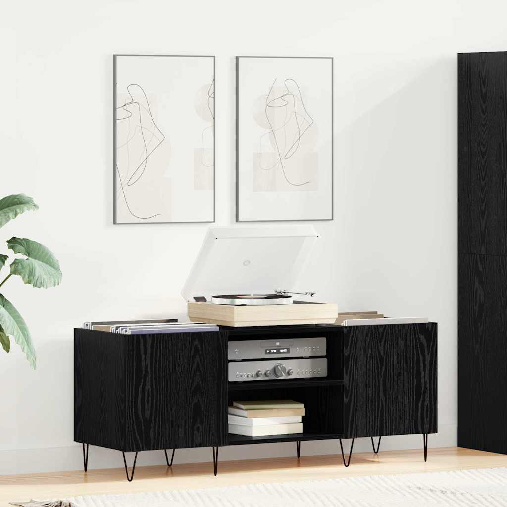 Pladeskab Sort eg 121 x 38 x 48 cm Ingeniørt træ og jern