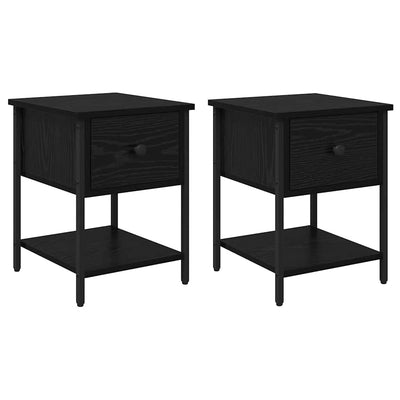 Sengebord 2 stk. Sort eg 34 x 35,5 x 45 cm Konstrueret træ