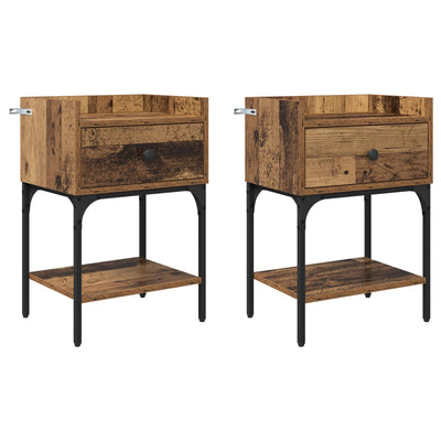 Sengebord 2 stk. Gammelt træ 40 x 29 x 60 cm Konstrueret træ