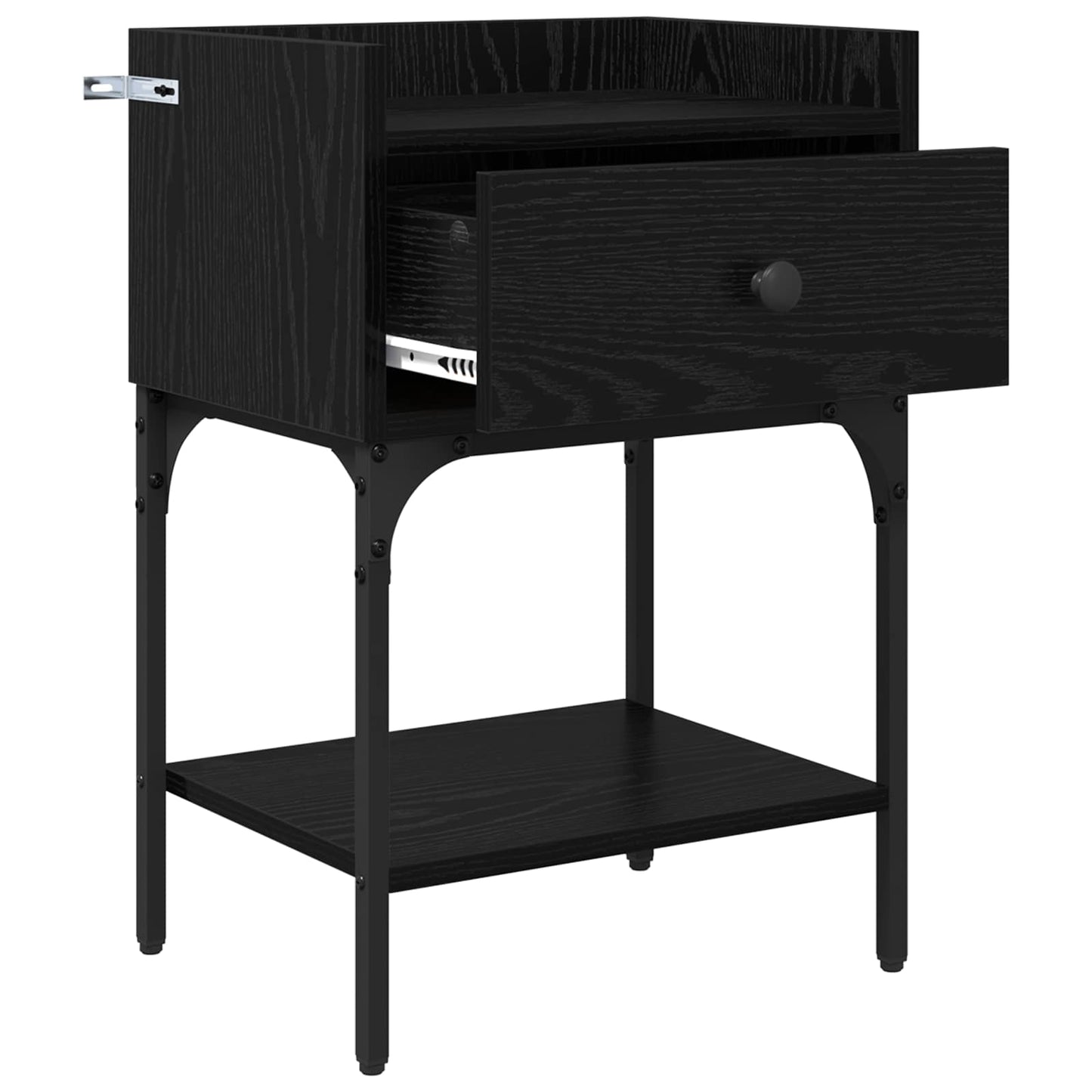 Sengebord 2 stk. Sort eg 40 x 29 x 60 cm Konstrueret træ