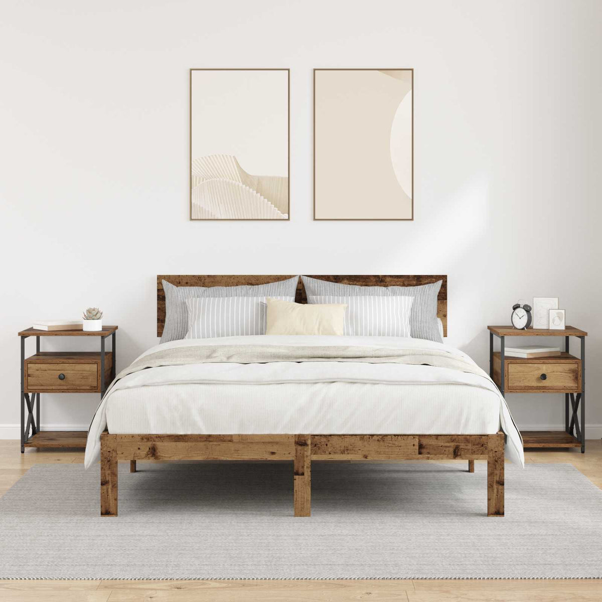 Natskab 2 stk. Gammelt træ 40 x 42 x 55 cm Konstrueret træ