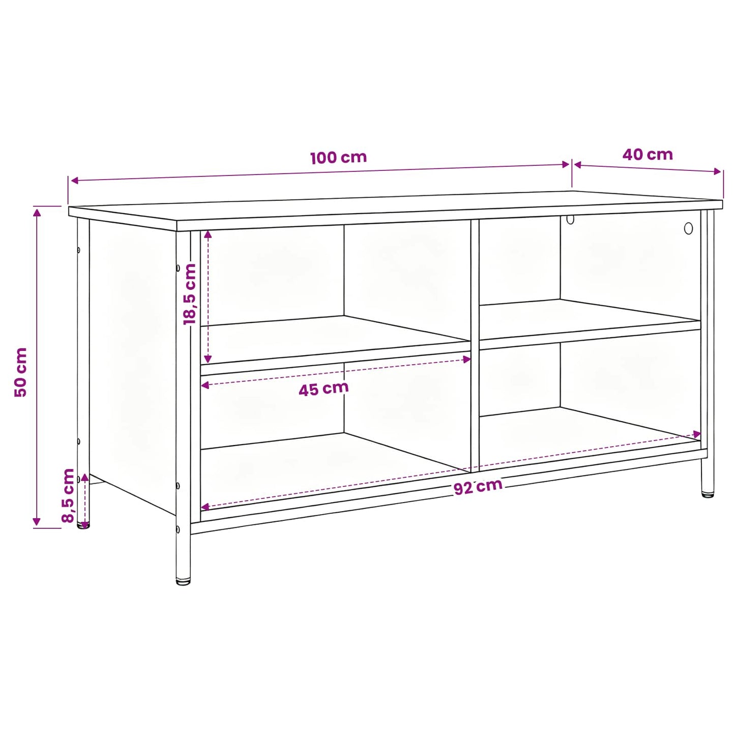 TV-skab 100 x 40 x 50 cm Sort eg Konstrueret træ