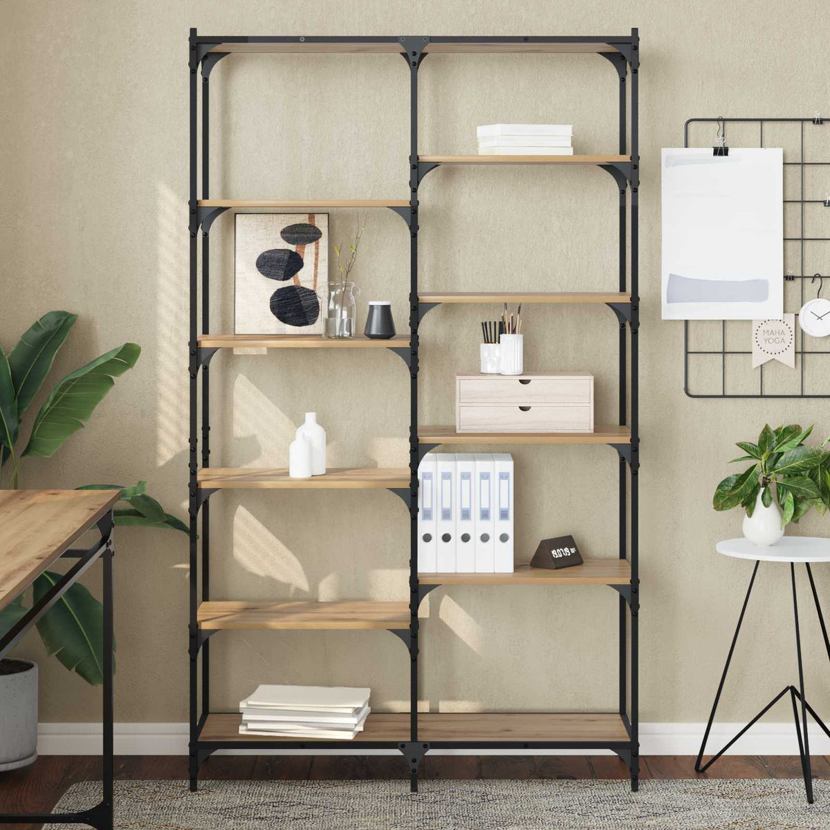Bogreol 9 niveauer 100 x 32 x 170 cm Konstrueret træ artisan eg