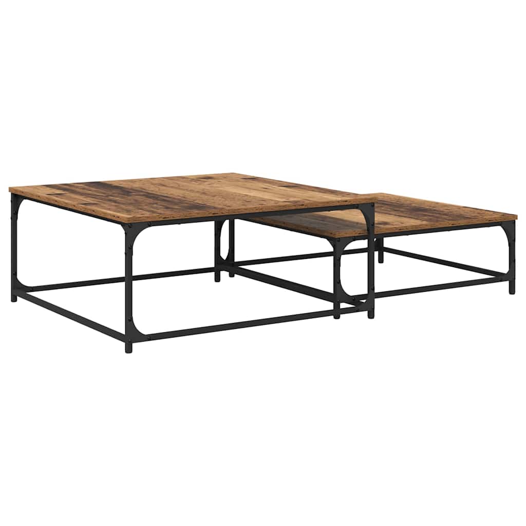 Sofabord 2 stk. Gammelt træ 80 x 80 x 35 cm Konstrueret træ