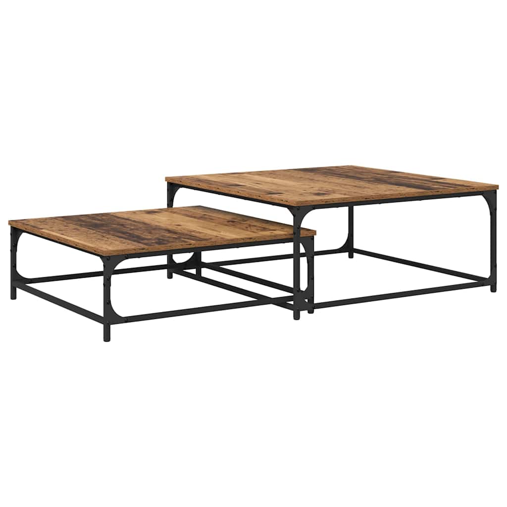 Sofabord 2 stk. Gammelt træ 80 x 80 x 35 cm Konstrueret træ