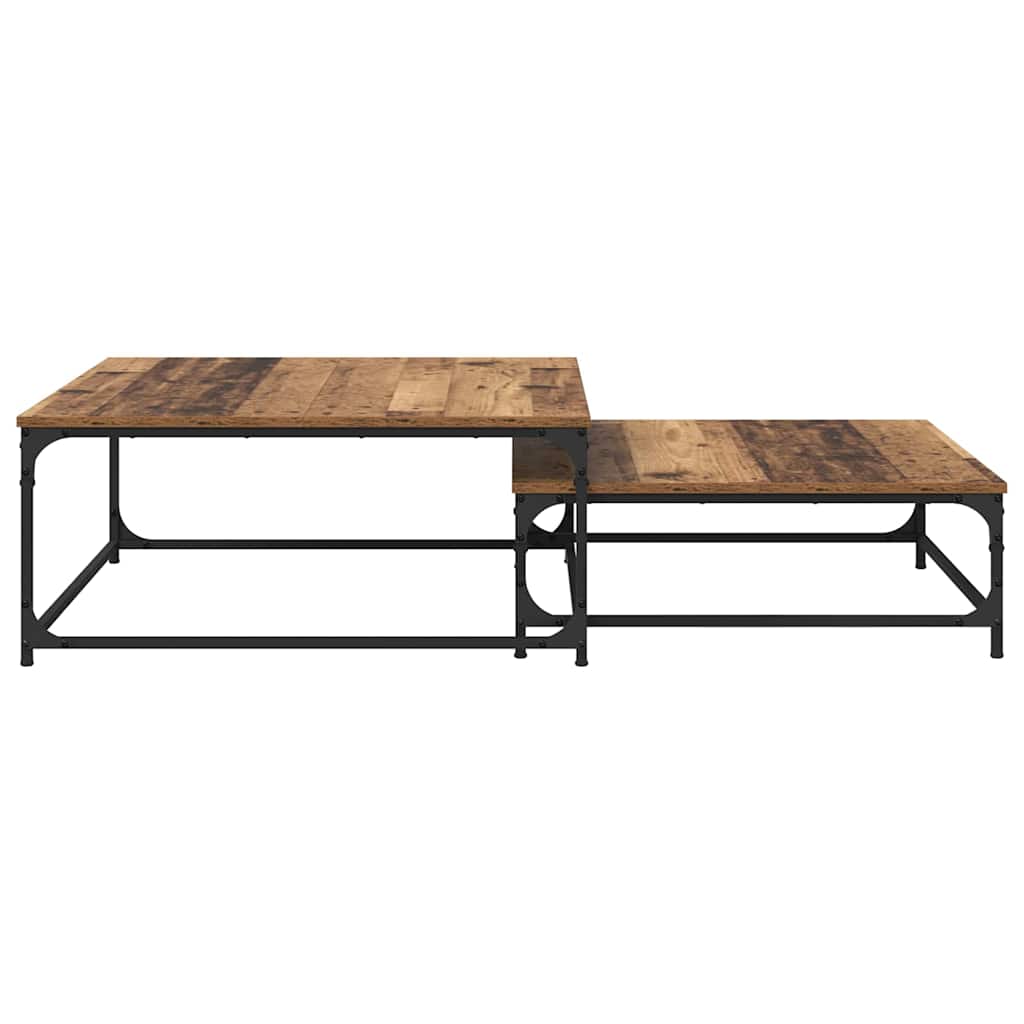 Sofabord 2 stk. Gammelt træ 80 x 80 x 35 cm Konstrueret træ