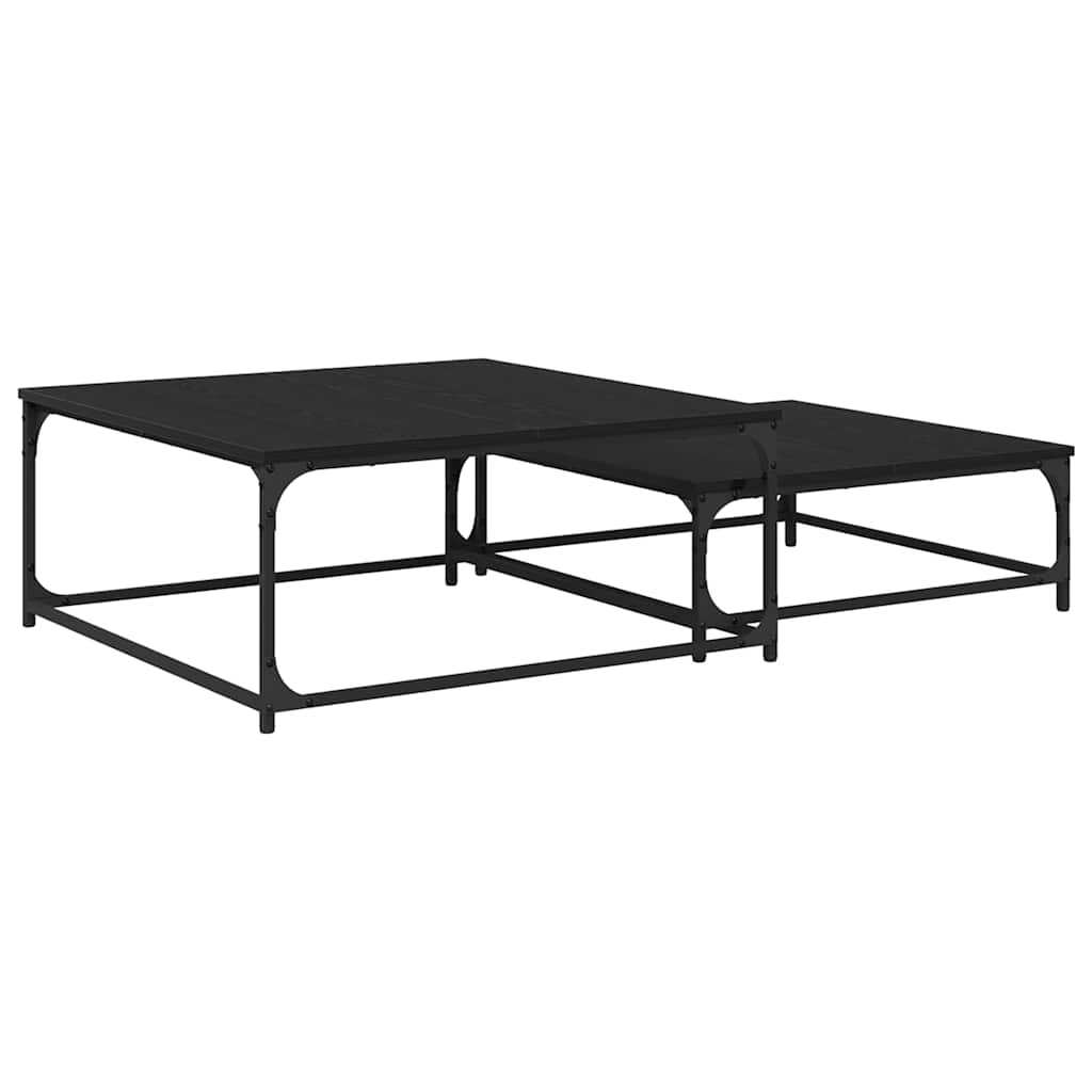 Sofabord 2 stk. Sort eg 80 x 80 x 35 cm Konstrueret træ