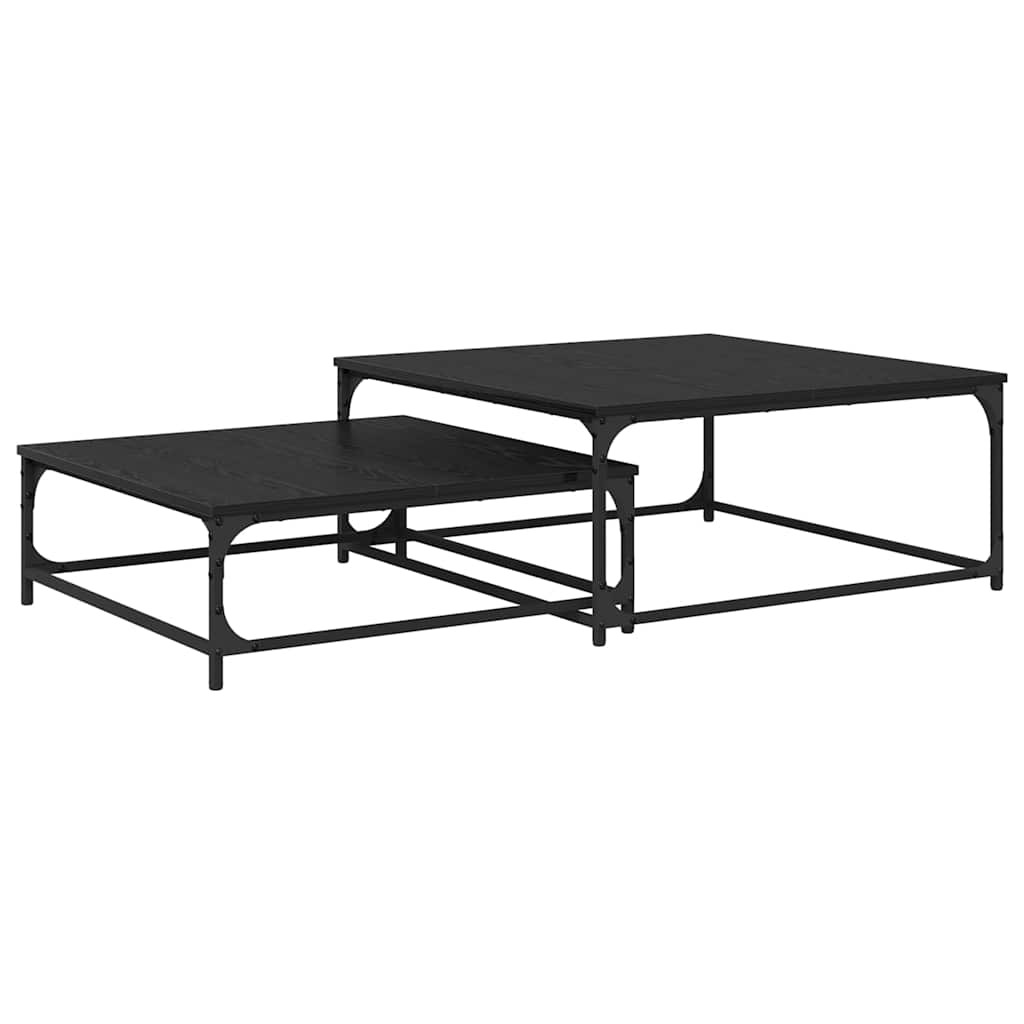 Sofabord 2 stk. Sort eg 80 x 80 x 35 cm Konstrueret træ