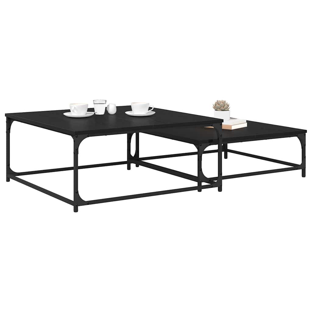Sofabord 2 stk. Sort eg 80 x 80 x 35 cm Konstrueret træ