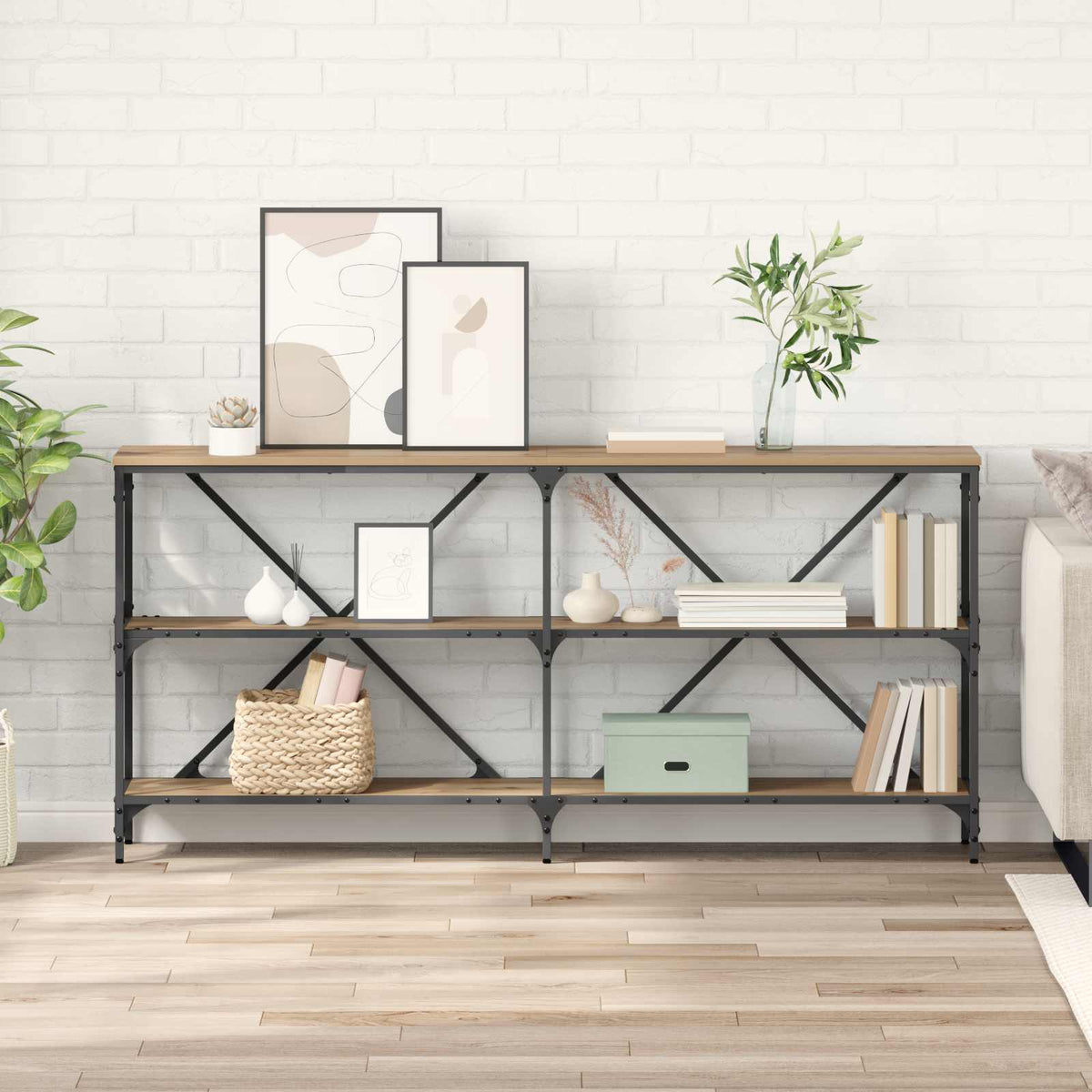 Konsolbord Artisan Egetræ 160 x 30 x 75 cm Konstrueret træ