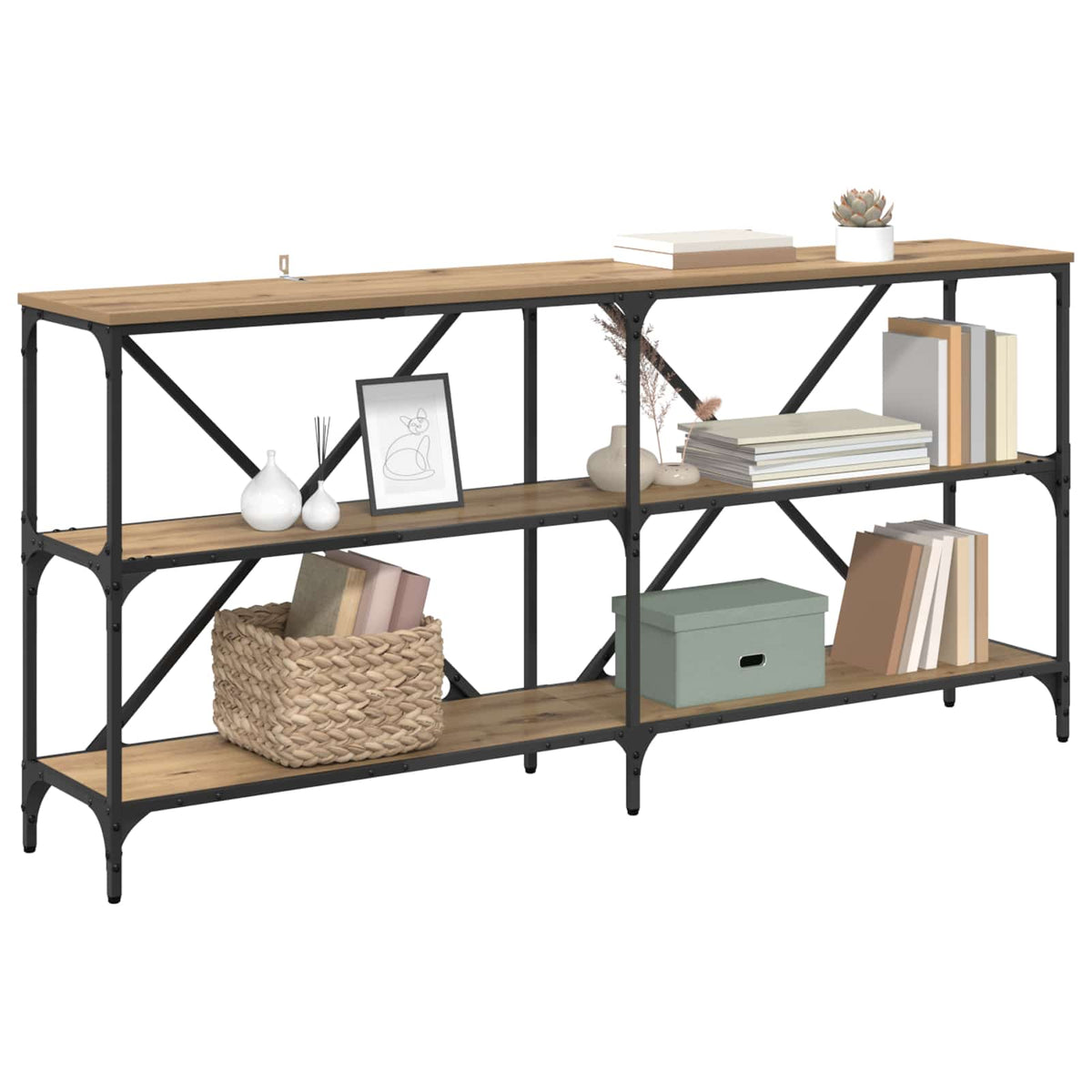 Konsolbord Artisan Egetræ 160 x 30 x 75 cm Konstrueret træ