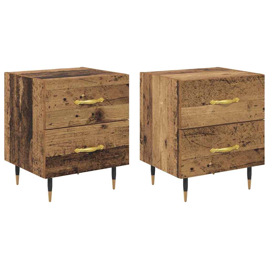 Natskab 2 stk. Gammelt træ 40 x 35 x 47,5 cm Konstrueret træ