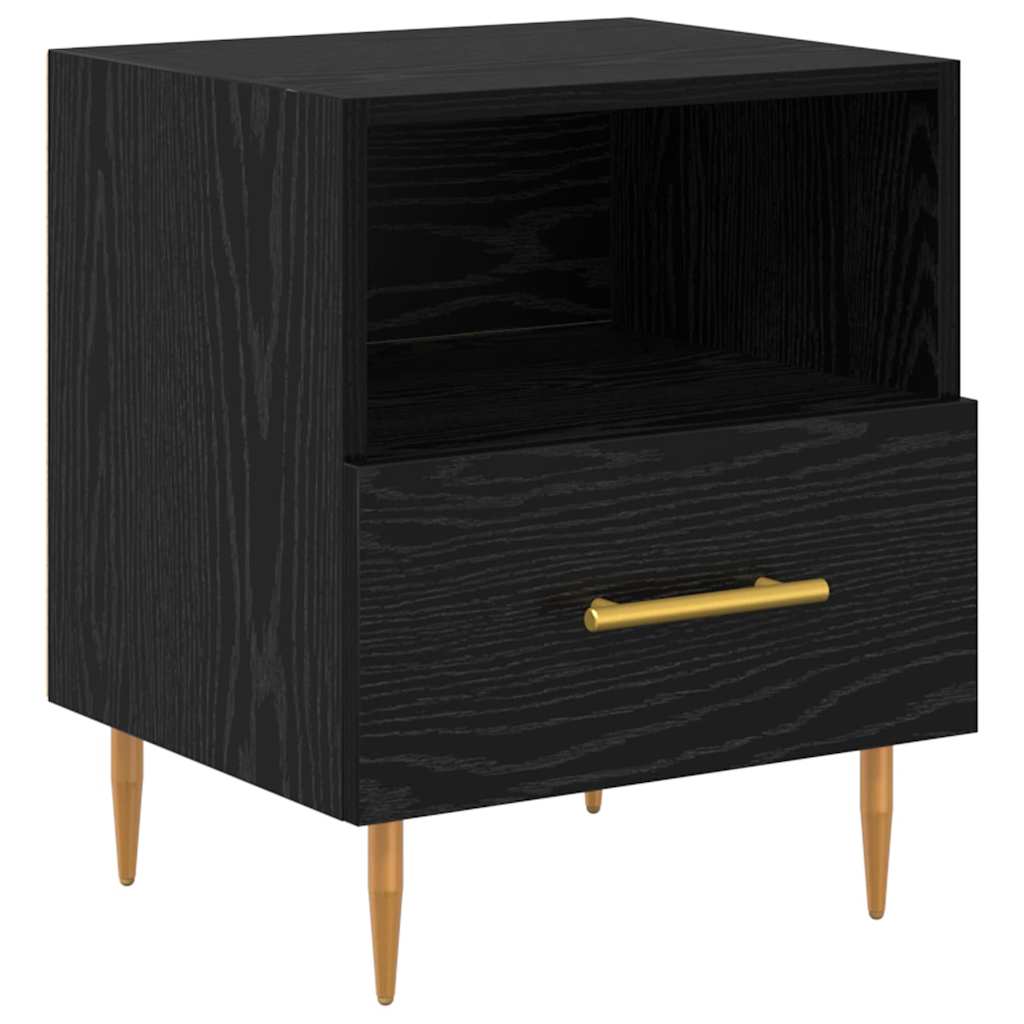 Sengebord 2 stk. Sort 40 x 35 x 47,5 cm Konstrueret træ