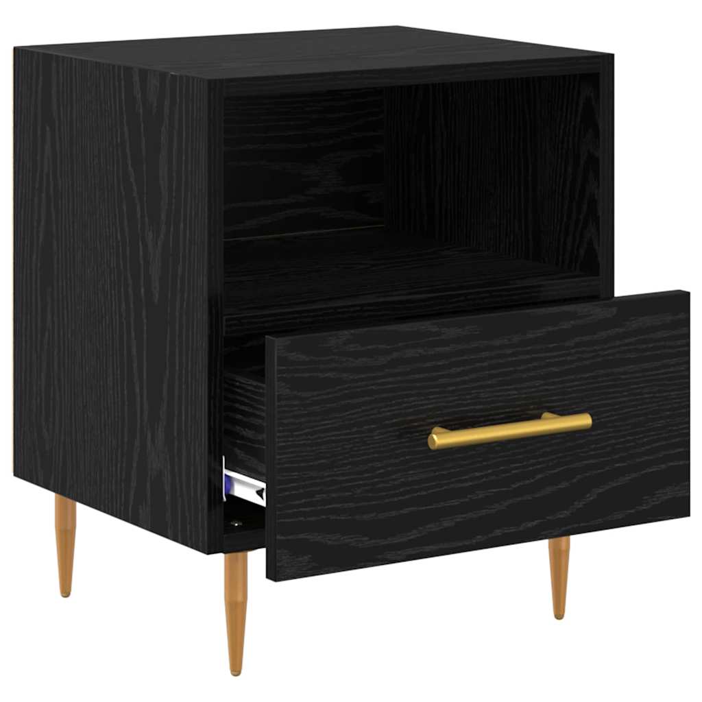 Sengebord 2 stk. Sort 40 x 35 x 47,5 cm Konstrueret træ