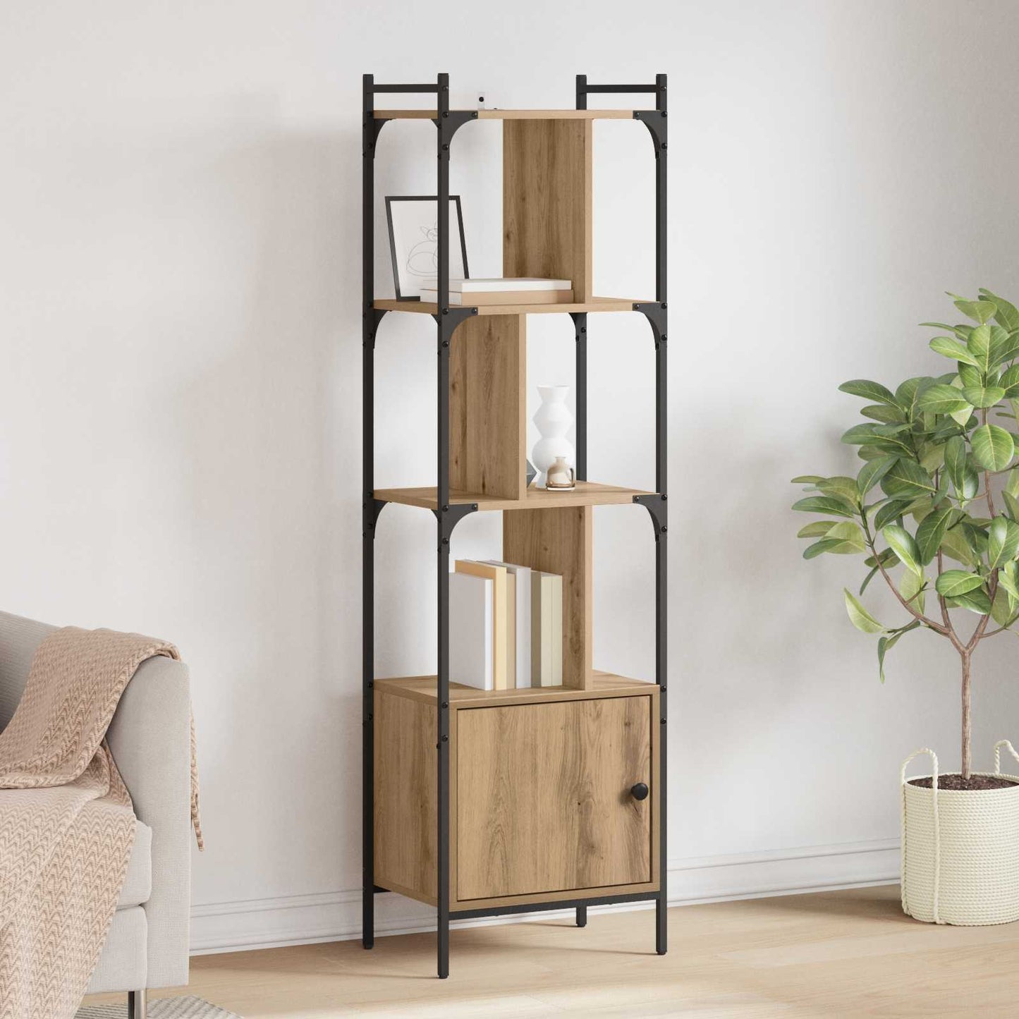 Bogreol 6 niveauer 44,5 x 30 x 154,5 cm Konstrueret træ