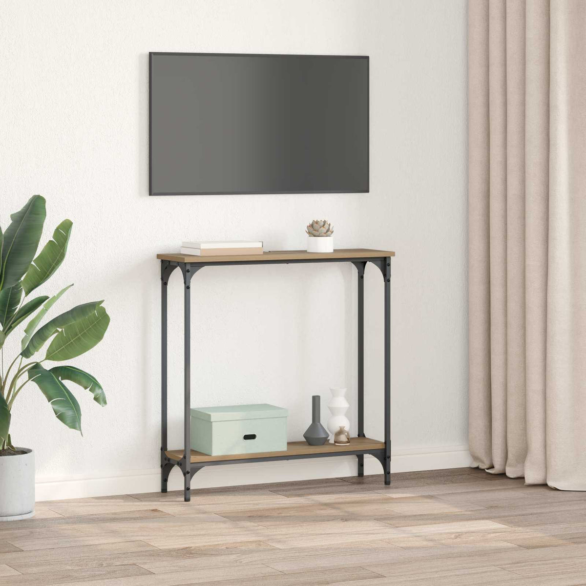 Konsolbord Artisan Egetræ 75 x 22,5 x 75 cm Konstrueret træ