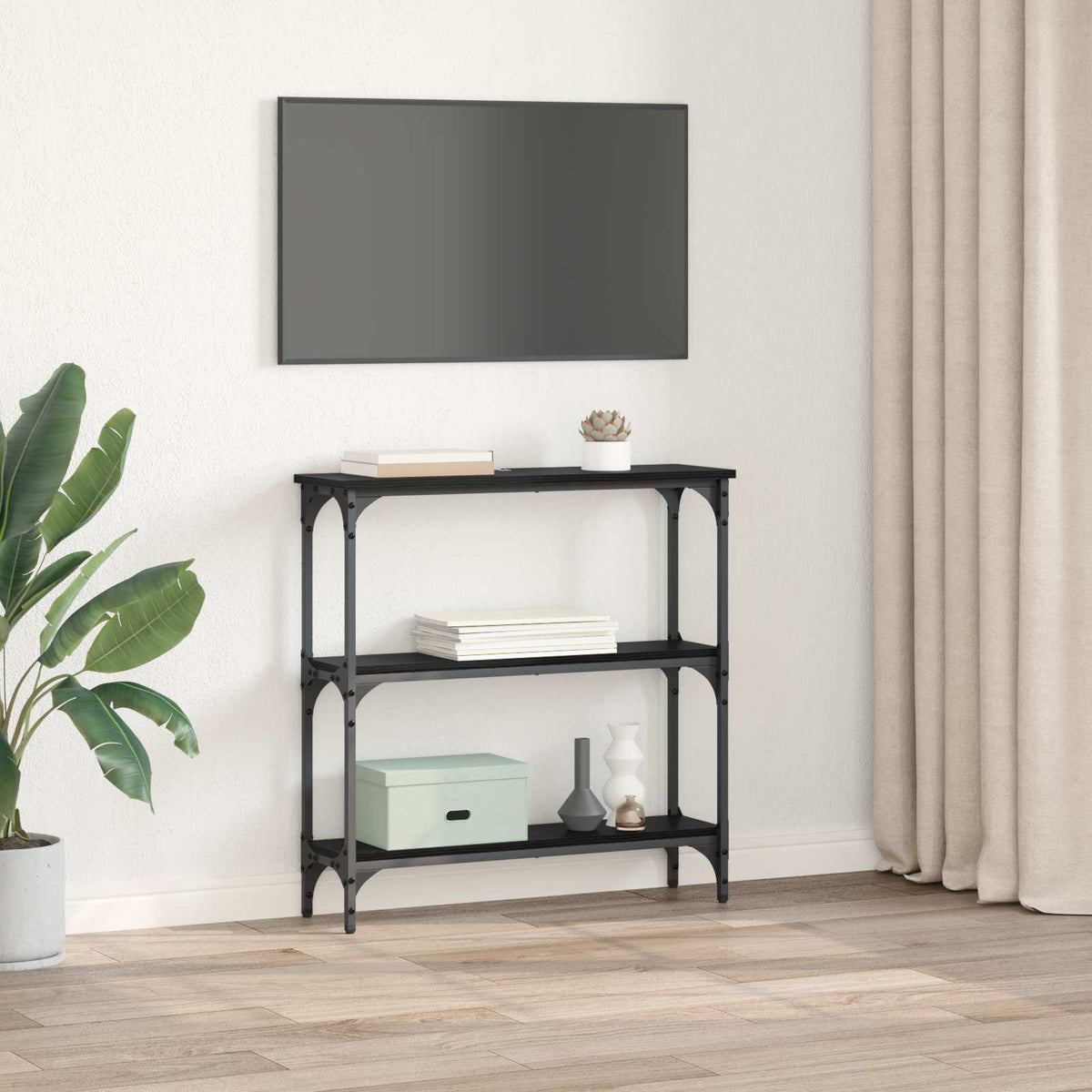 Konsolbord Sort eg 75 x 22,5 x 75 cm Konstrueret træ