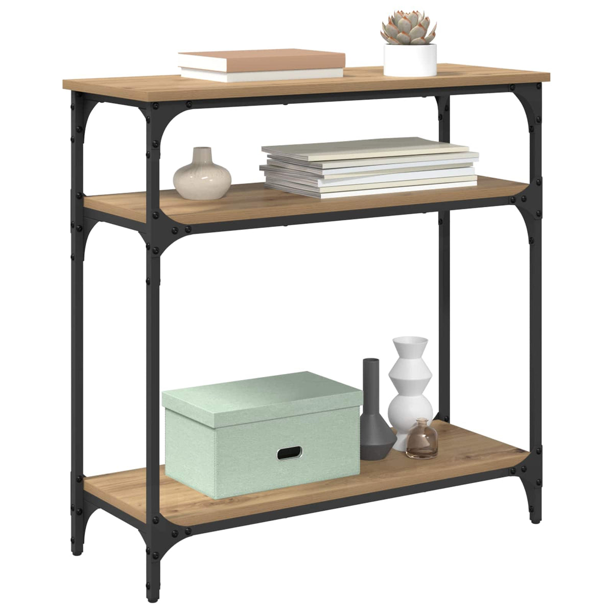 Konsolbord Artisan Egetræ 75 x 29 x 75 cm Konstrueret træ
