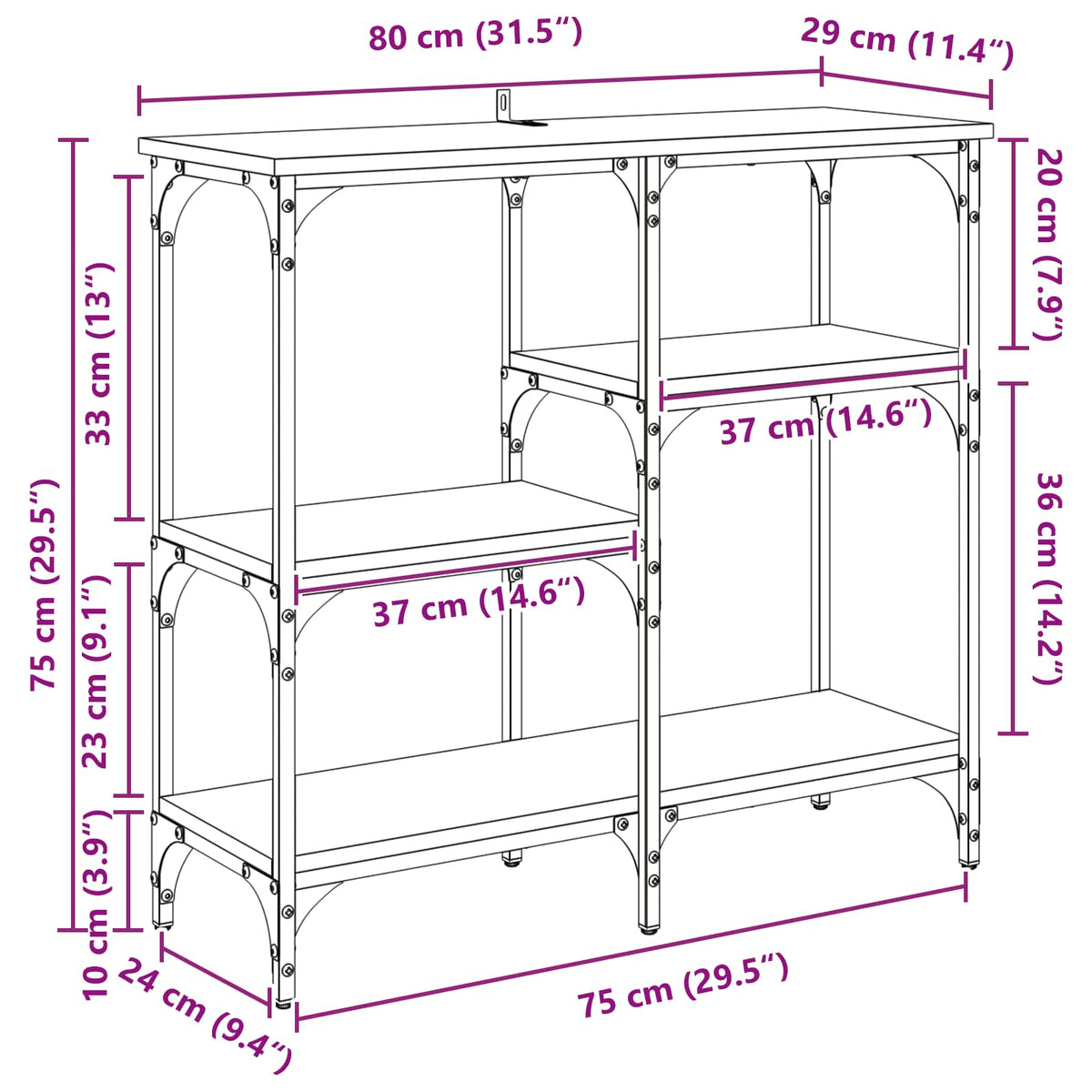 Konsolbord Gammelt træ 80 x 29 x 75 cm Konstrueret træ