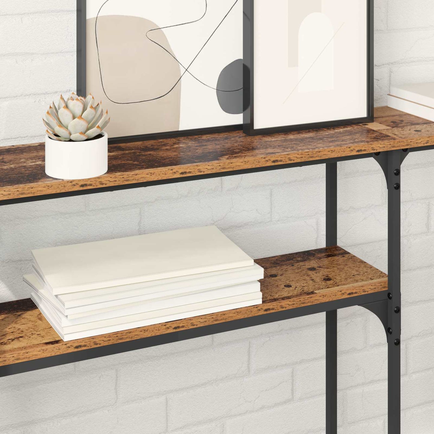 Konsolbord Gammelt træ 145 x 22,5 x 75 cm Konstrueret træ