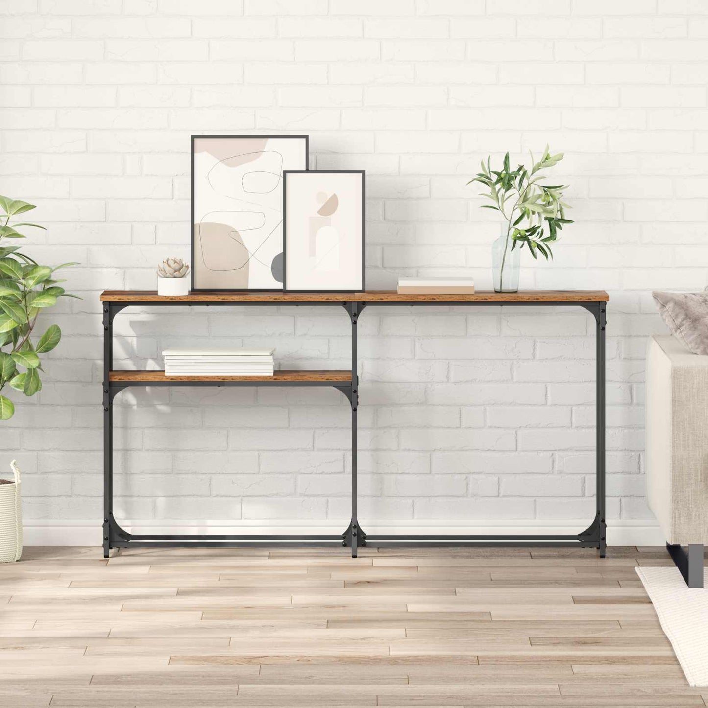 Konsolbord Gammelt træ 145 x 22,5 x 75 cm Konstrueret træ