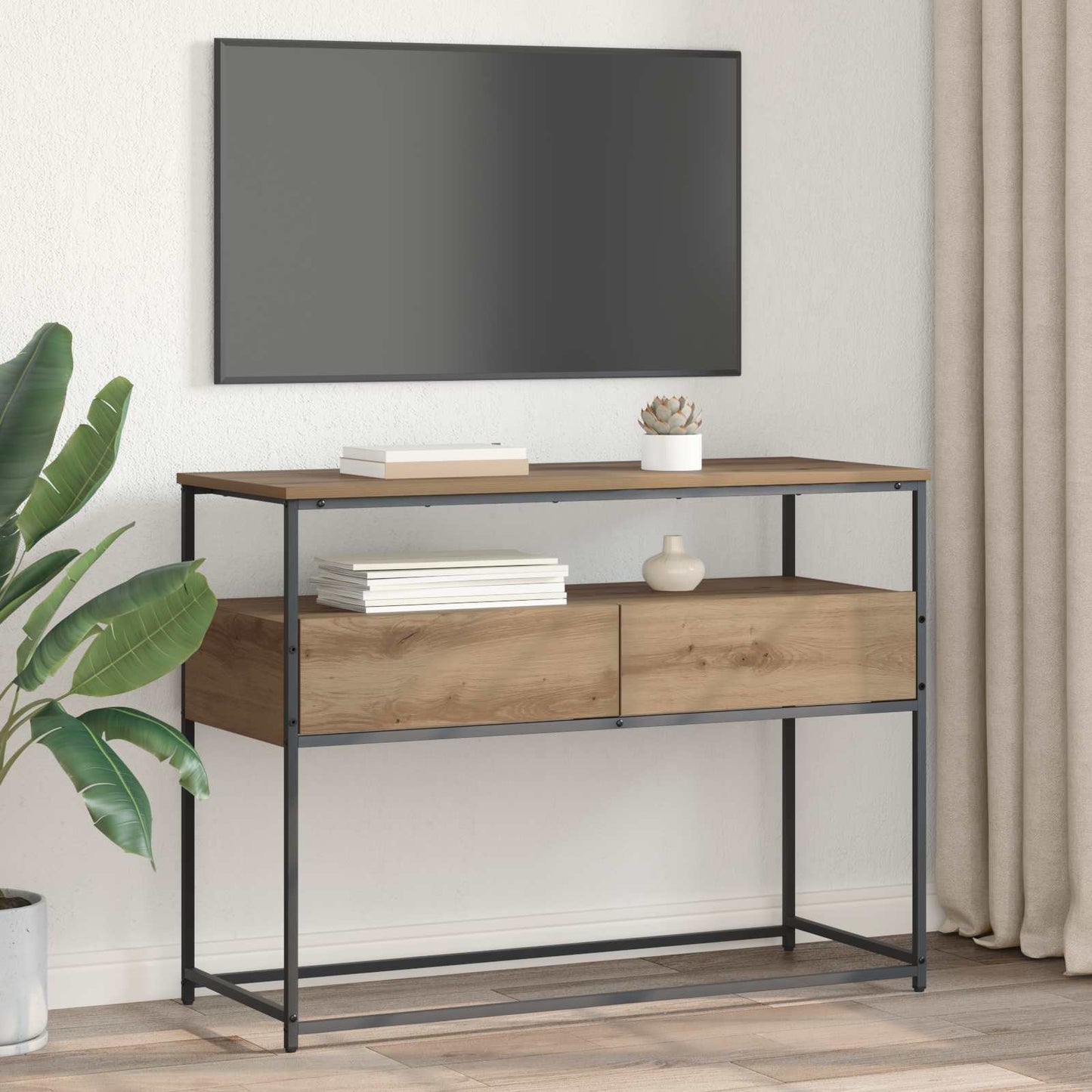 Konsolbord Artisan Egetræ 100 x 40 x 75 cm Konstrueret træ